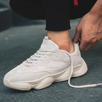 

Men Sport Running Shoes Air Mesh Cushion Sneakers Leather Outdoor Jogging Athletic Red Trainers Walking Zapatillas Hombre Breath