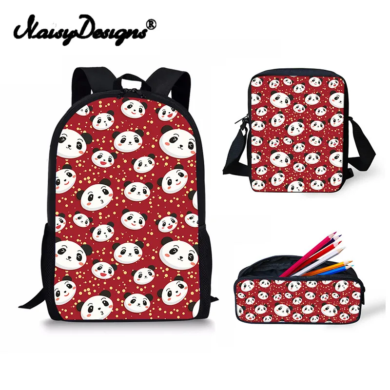 NOISYDESIGNS Лидер продаж 3 компл. Crossbody сумка Панда Школьный Рюкзак студенческий пенал дети для подростков Прямая