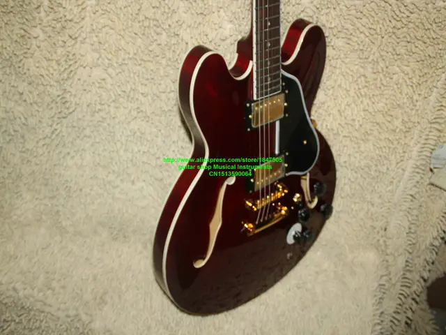 Cheap  Brown Flame top 335 Jazz Guitar New Arrival Wholesale guitars from China free shipping