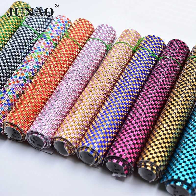 10 Color 24*40cm Self Adhesive Rhinestones Mesh Trim Crystal Beaded