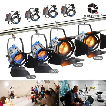 

ALUMOTECH For Film (300W+1000W)*2+Dimmer*4 Fresnel Tungsten Spot Light Pro For Camera Video Studio Photography Support