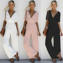 ZYFPGS 2019 Women Bodysuit Loose leg Rompers Womens Jumpsuit V-neck low chest Sexy shoulder strap Sale Onesies Sleeveless denim ZYFPGS 2019 Women Bodysuit Loose leg Rompers Womens Jumpsuit V-neck low chest Sexy shoulder strap Sale Onesies Sleeveless denim