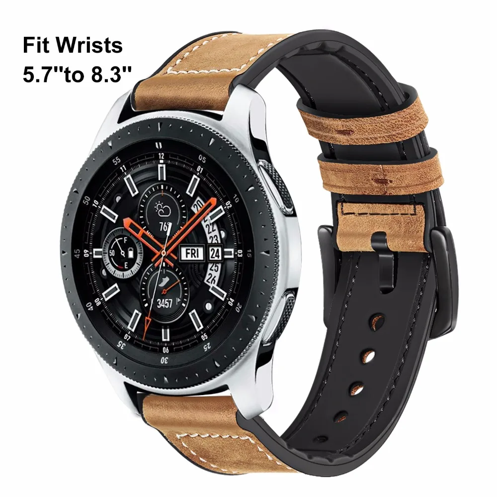 TRUMiRR натуральная кожа и силиконовая резинка+ Защитные пленки для samsung Galaxy Watch 46 мм 42 мм ремешок для часов стальной ремешок с застежкой