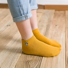 Весенне-летние носки для женщин, хлопковые носки harajuku, милые носки с вышитой собачкой из мультфильма, Женские повседневные носки, 5 пар