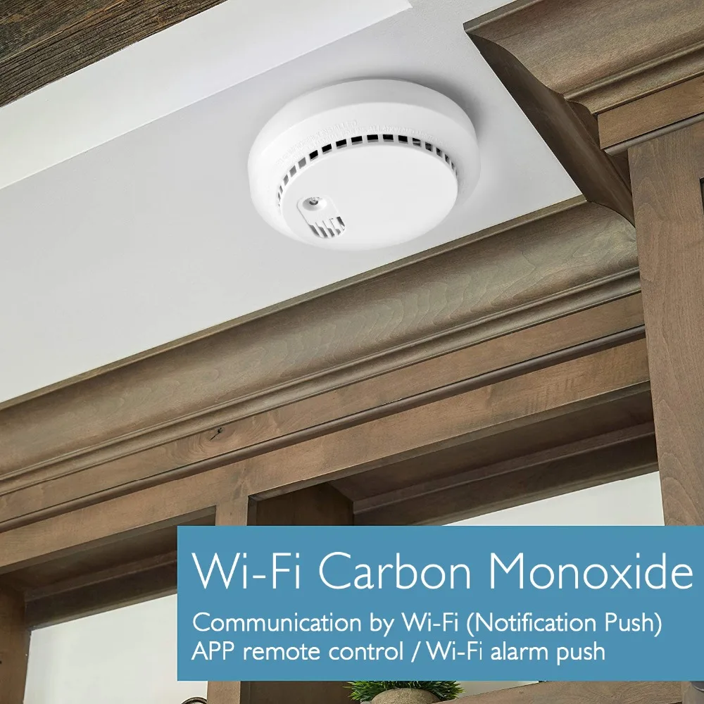 Détecteur de monoxyde de carbone Wifi, détecteur de fumée, système d'alarme  de sécurité, prise en charge de l'application Tuya Smart Home