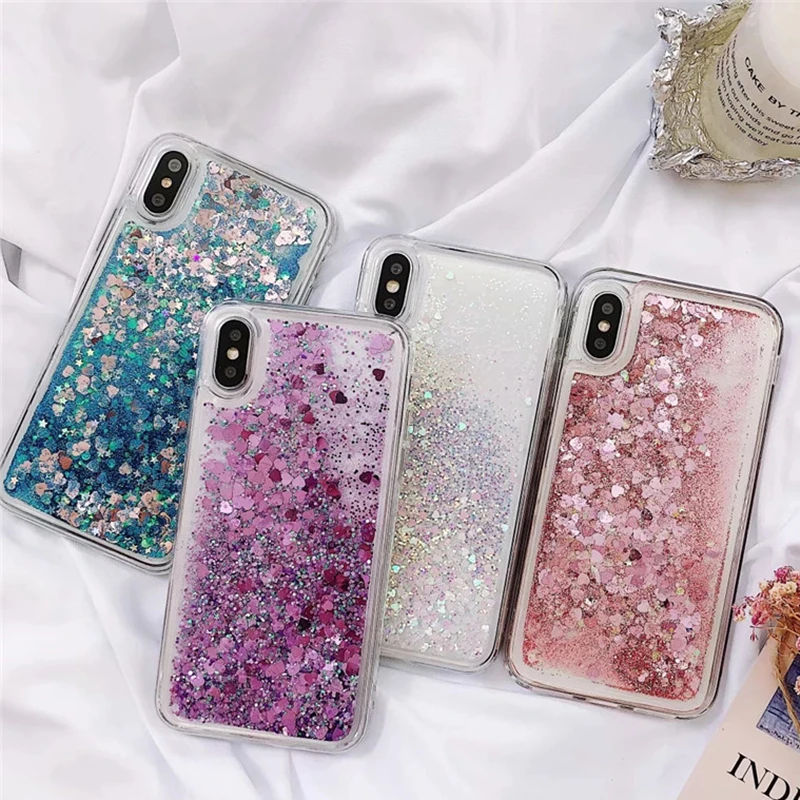 

Liquid Quicksand Case For iphone X XS Max XR Bling Sequins Glitter Soft Back Cover For iphone 6 6s 7 8 plus Silicone Coque Capa