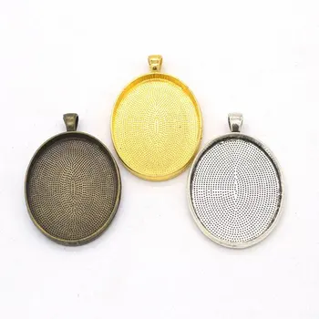 

10pcs 40 x 30mm Antique Bronze Cabochon Pendant Base, Oval pendant setting (3020001)