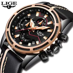 Relogio Masculino LIGE Для мужчин s часы лучший бренд роскошные золотые часы кварцевые Для мужчин Повседневное кожа военные Водонепроницаемый