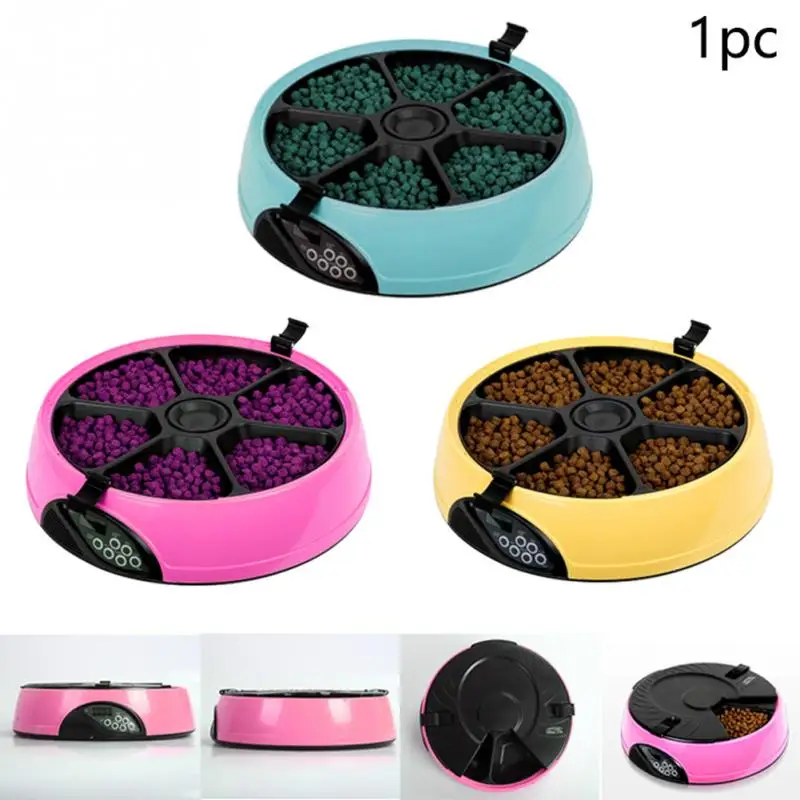 

2019 new Automatic Pet Feeder Timing 6 Grids Food Compartments For Dog Cat Rabbit And Small Animals Dry And Wet Food Plate