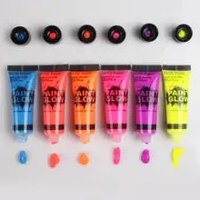 6 colores que brillan en la oscuridad pintura de arte corporal 10ml UV Glow Face pinturas del cuerpo de moda Halloween maquillaje de lujo pintura del cuerpo