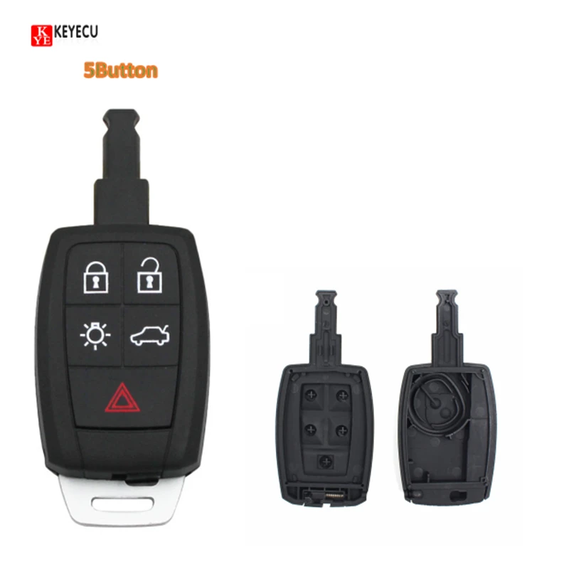 KEYECU 5 Buttons Key Blank Fob Key Remote Shell 5 Buttons for Volvo
