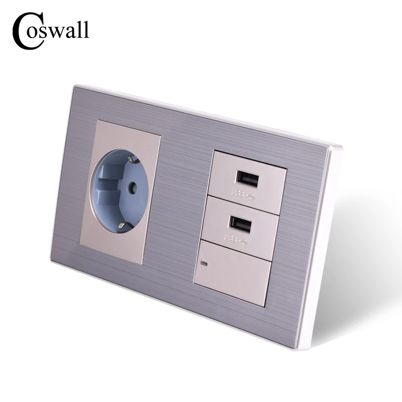 COSWALL двойная панель стандарт ЕС настенная розетка + двойное зарядное устройство