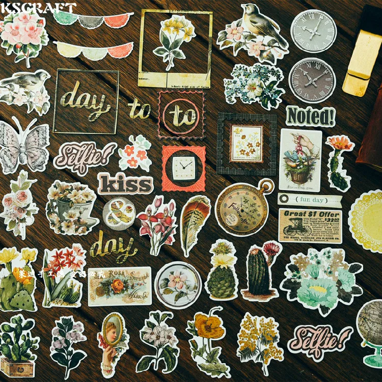 

KSCRAFT 45pc Retro Cardstock Die Cuts for Scrapbooking Happy Planner/Card Making/Journaling Project