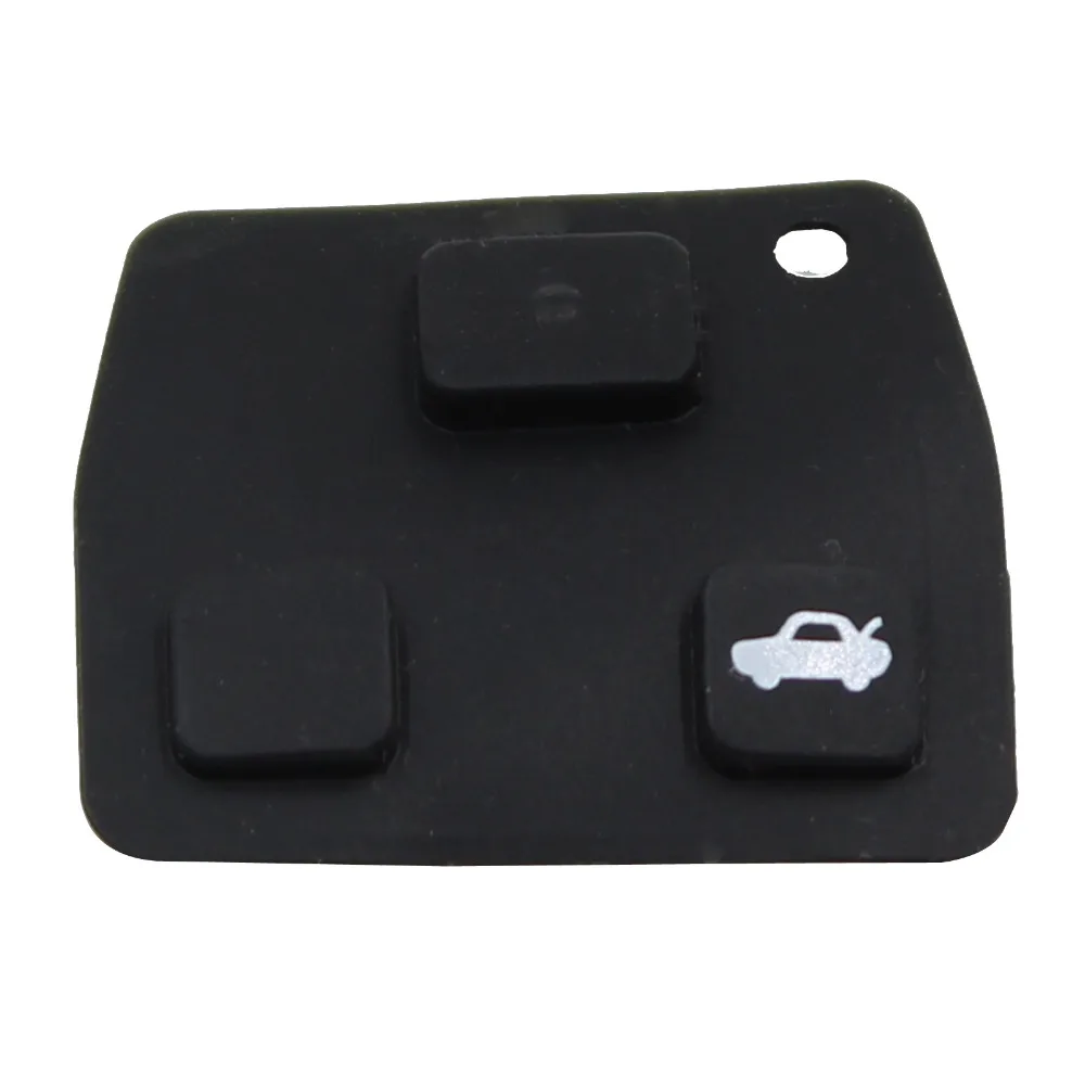 KEYYOU 2pcs/lot 3 Buttons Car Remote Entry Key Fob Black Rubber Pad