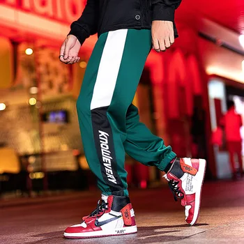 

High Street Dark Souls Cargo Pants Men Letter Print Side Patchwork Jogger Pants Men Skateboard Hip Hop Rock Dance Trousers Male