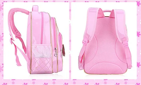 Children Kids Princess Girls Faux PU Leather Backpack Kid Pink Cute Crown Primary School Student Backpacks Daypack Mochila Bag