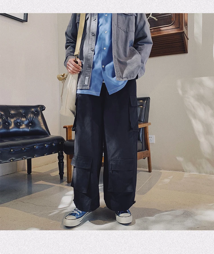 LAPPSTER для мужчин Harajuku шаровары лето 2019 г. Винтаж Уличная Брюки Карго черный Ankel-длина мешковатые модные тренировочные брюки