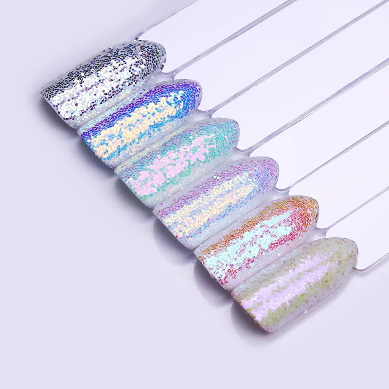 6Pcs Chameleon Nail Glitter AB Color Super Shiny Nail Art Sequins Flakes Nail Art Paillettes Powder UV Gel Nail Dipping