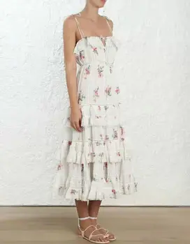 

2019 Fashion Women Floral Print Spaghetti Strap Dress Patchwork High Waist Maxi Dress Sexy Off Shoulder Party Dress