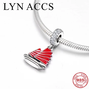 

Red enamel 925 Sterling Silver clear CZ luxury Safety Sailboat fine Charm Pendant Bead Fit Pandora Charm Bracelet Jewelry making