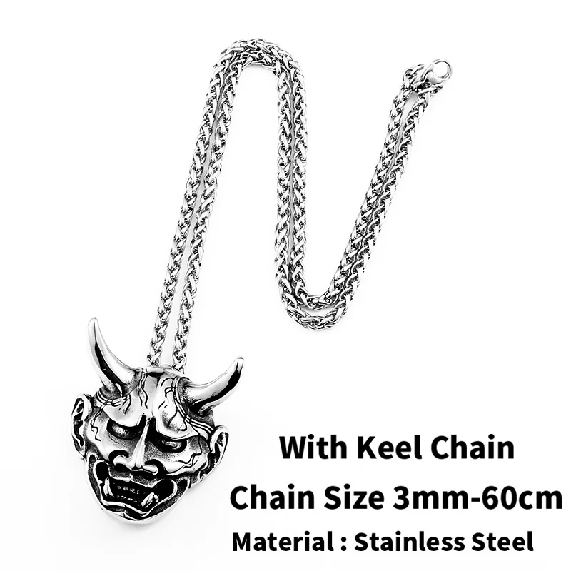 BEIERStainless steel Evil Oni Noh Hannya ожерелье с подвеской-маской, кошелек, соединитель, Очаровательная цепочка,, подарок на Хэллоуин, BP8-382 - Окраска металла: BP8-382