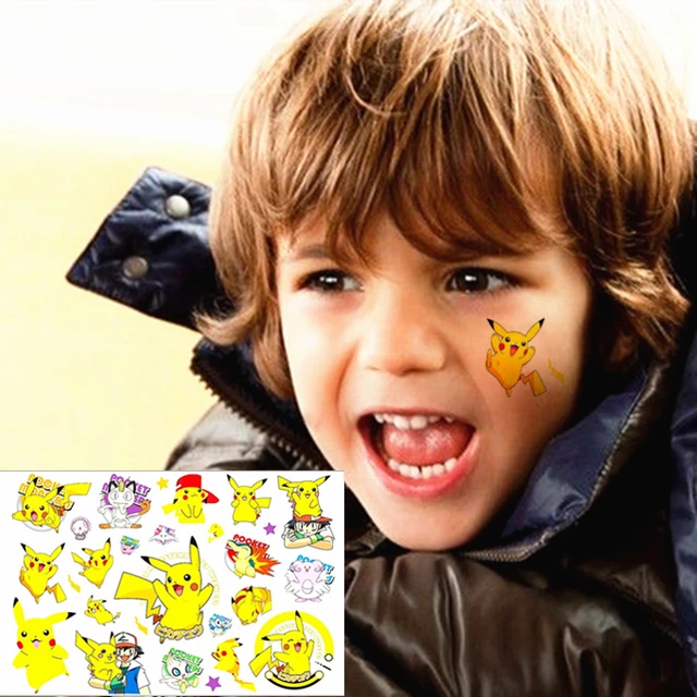 Temporary Tattoos Pokemon Go Pikachu Child Love Temporary Body Art