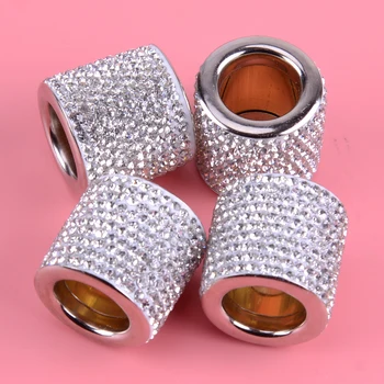 

DWCX 4pcs Diamond Bling Universal Car Auto Interior Front Back Seat Headrest Collar Rings Decor Charms Inner Accessories Silver
