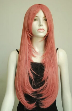 Xiuli 0003557 Удары Тепло Сейф О темно-розовый Весело Длинные Прямые Конфеты Парик |
