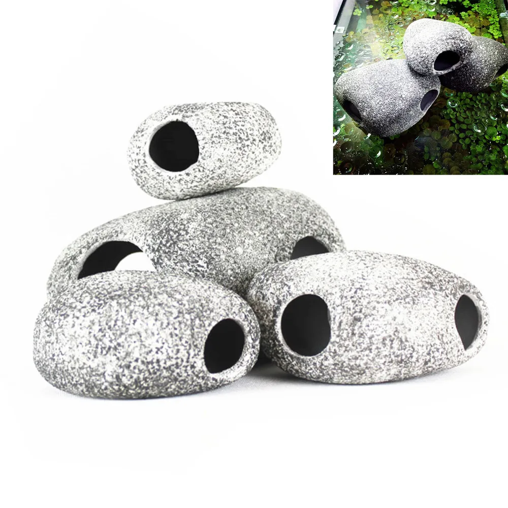 

9.5cm*7.5cm*5.0cm Aquarium Fish Tank Single Hole Ceramic Cichlids Rock Cave Breeding Stone