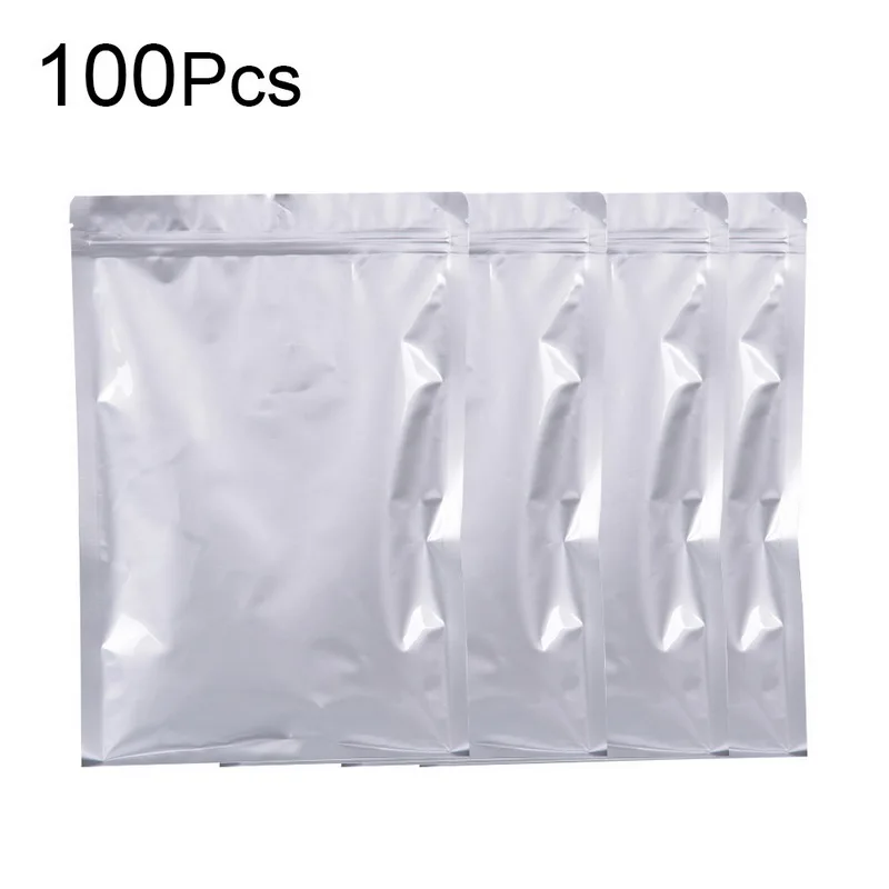 HIFUAR 100PC Thick Food Storage Bag Aluminum Foil Flat Bottom Ziplock