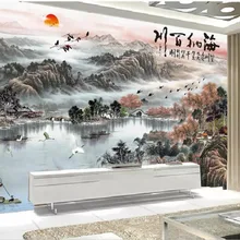 3d фото обои на заказ Фреска китайская живопись тушью, горная река вода домашний Декор 3d настенные фрески обои для стен 3 d