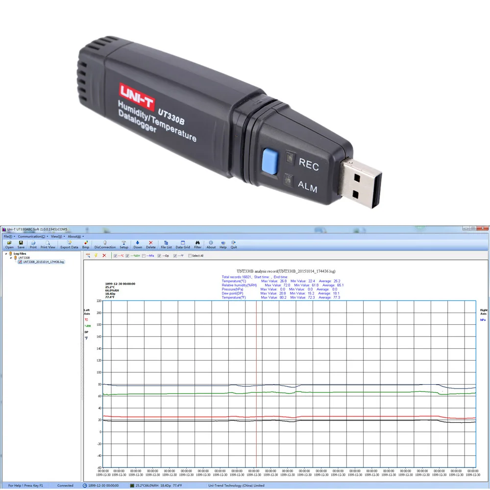 UNI-T Mini USB Data Logger Temperature Humidity Data Recording Logger Meter High-precision Thermometer Hygrometer PC Connecting UNI-T Mini USB Data Logger Temperature Humidity Data Recording Logger Meter High-precision Thermometer Hygrometer PC Connecting