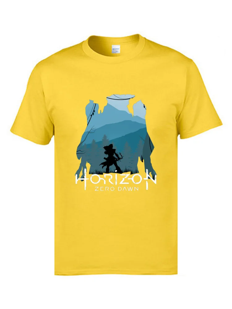 Horizon Zero Dawn 12666 Company Men Tshirts Crewneck Short Sleeve 100% Cotton Tees Design Top T-shirts Wholesale Horizon Zero Dawn  12666 yellow