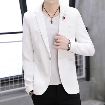 

BO 2020 Spring Men Youth Slim Four Seasons Suit Cotton Pure Color Casual Suit