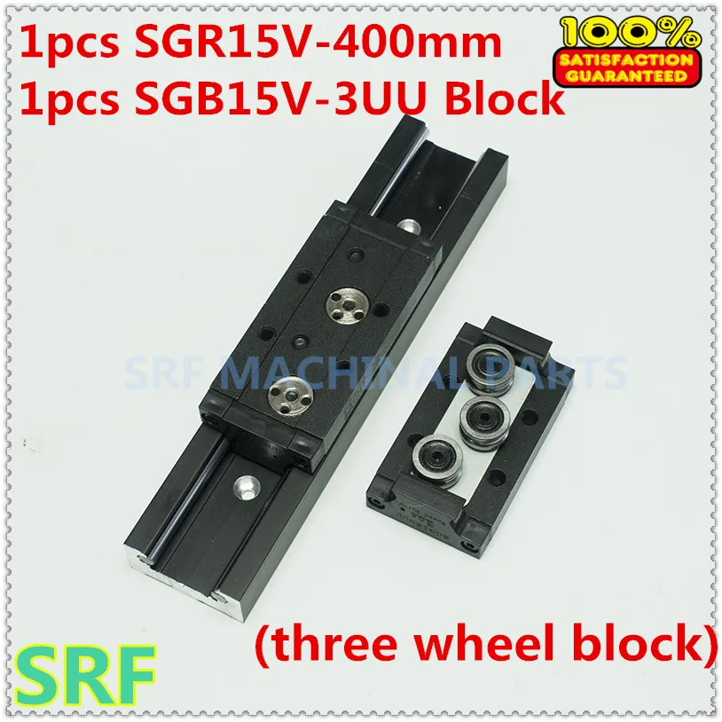 

38mm width Aluminum Square Roller Linear Guide Rail 1pcs SGR15V Length=400mm +1pcs SGB15V-3UU three wheel slide block