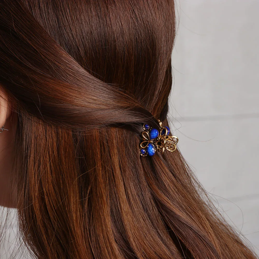 

Fashion Women Retro Resin Mini Butterfly Crystal Hair Claw Clip Hair Clips Hairpin Barrettes Hair Accessories