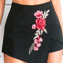 VANLED 2017 New Hot Selling Women Black Floral Embroidery Mini Sexy Shorts Skirt Splice Women’s Casual Sexy Summer SkirtZ109 Hot