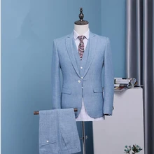 Современные женихов Для мужчин костюмы Новые лацканы 3 предмета костюмы Свадебные смокинги отделкой Fit Лучший Для мужчин мужские костюмы в деловом стиле