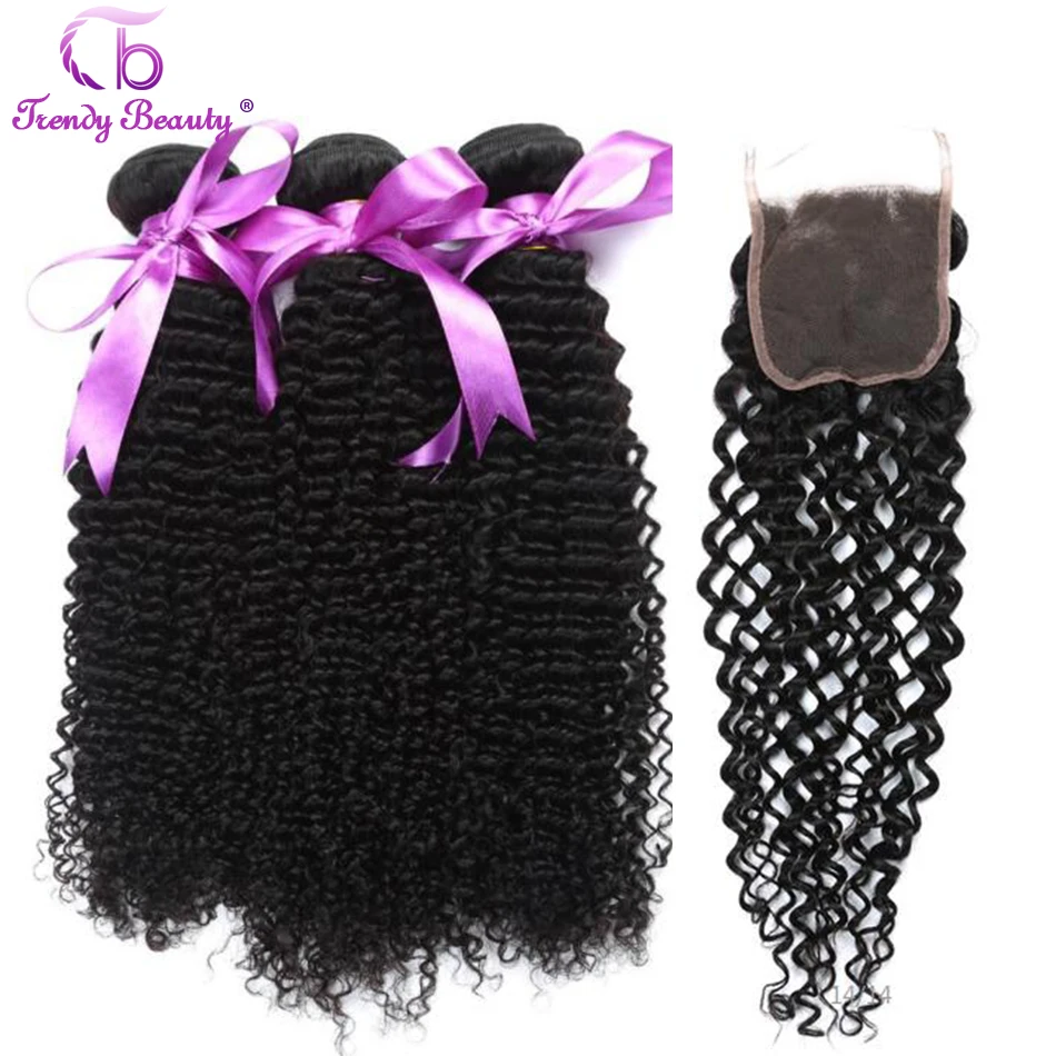 Trendy Beauty Brazilian Afro Kinky Curly Human Hair Weave Bundles 3Pcs with a Lace Closure 8-28 Inches Natural Black Non-remy Trendy Beauty Brazilian Afro Kinky Curly Human Hair Weave Bundles 3Pcs with a Lace Closure 8-28 Inches Natural Black Non-remy