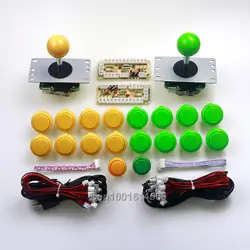 Аркадная игра DIY 16 X ЯПОНИЯ SANWA OBSF-30 и 2 X Китай Reyann кнопки + 2 Джойстик SANWA шт. + 2 PC кодеры для Mame-зеленый + желтый