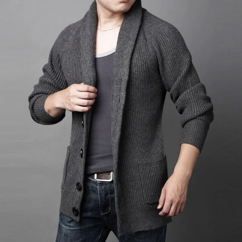 Мужской теплый вязаный кардиган с длинным рукавом на осень/зиму|men cardigan|mens sweater