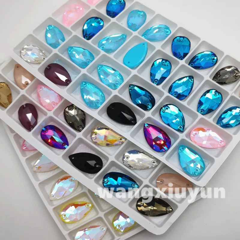 New More Colors 3230 K9 Glass Crystal Drop Sew-on Stone Flatback Teardrop Sewing Dress Clothing Making | Дом и сад
