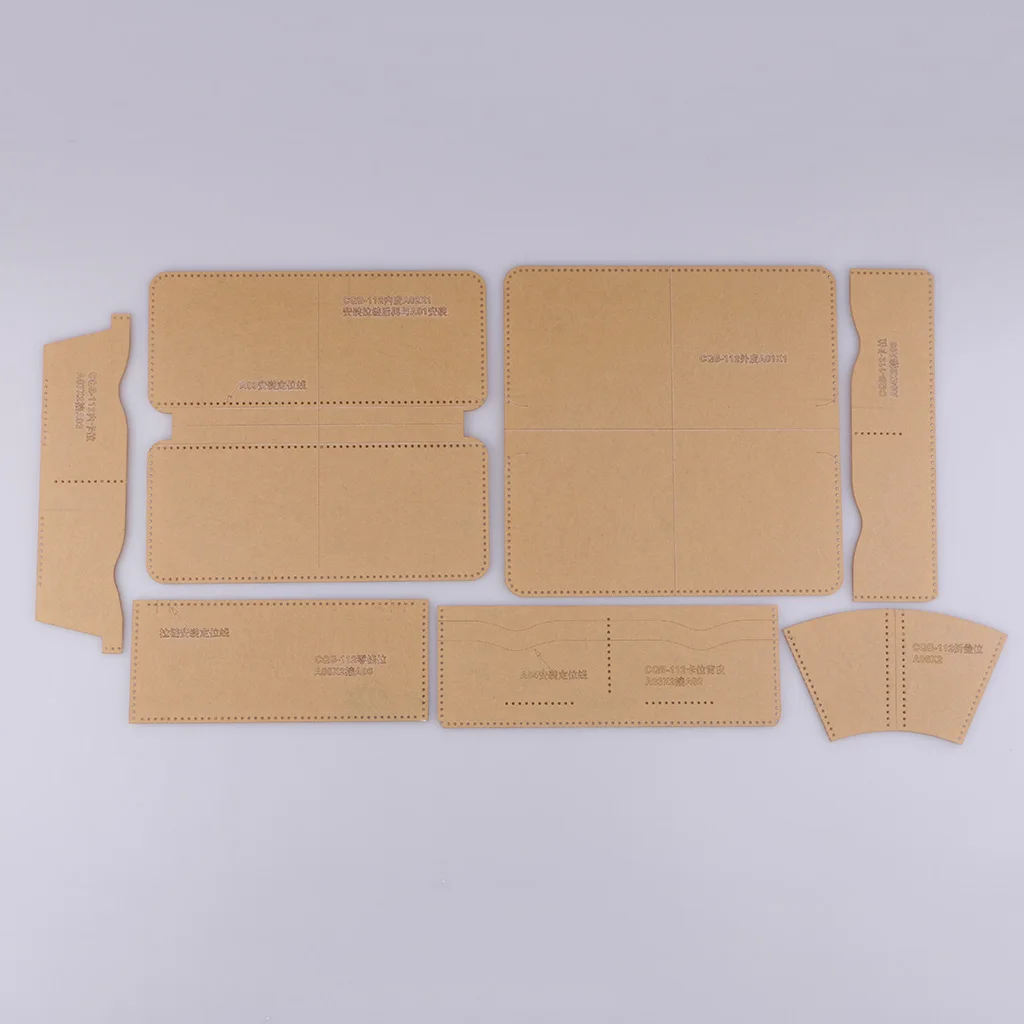 7 Pieces Cealr Acrylic Leather Templates for Zipper Clutch Bag Making Stencils Leather Craft Tools