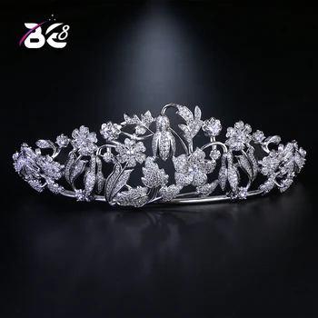 

Be 8 New Fashion Beautiful Flower Design Women Bridal Crowns Micro CZ Pave Tiaras Hair Accessories Coroa De Noiva H107