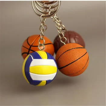 

20pcs/lot New PVC Mini Basketball Keychains Plastic Volleyball Keyrings for Gifts