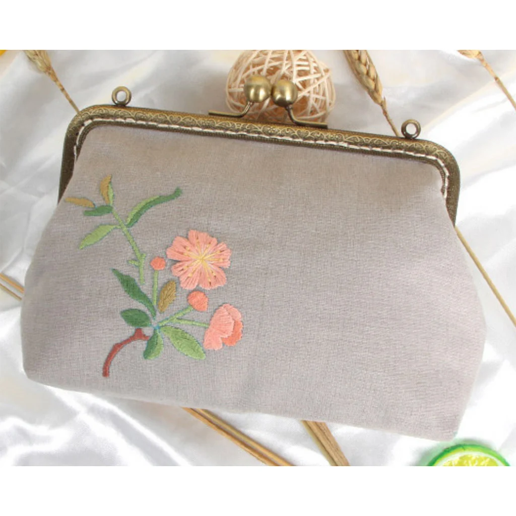 Easy Embroidery DIY Women Bags Purse Wallet Handbag Sewing Project Kits with Metal Purse Frame