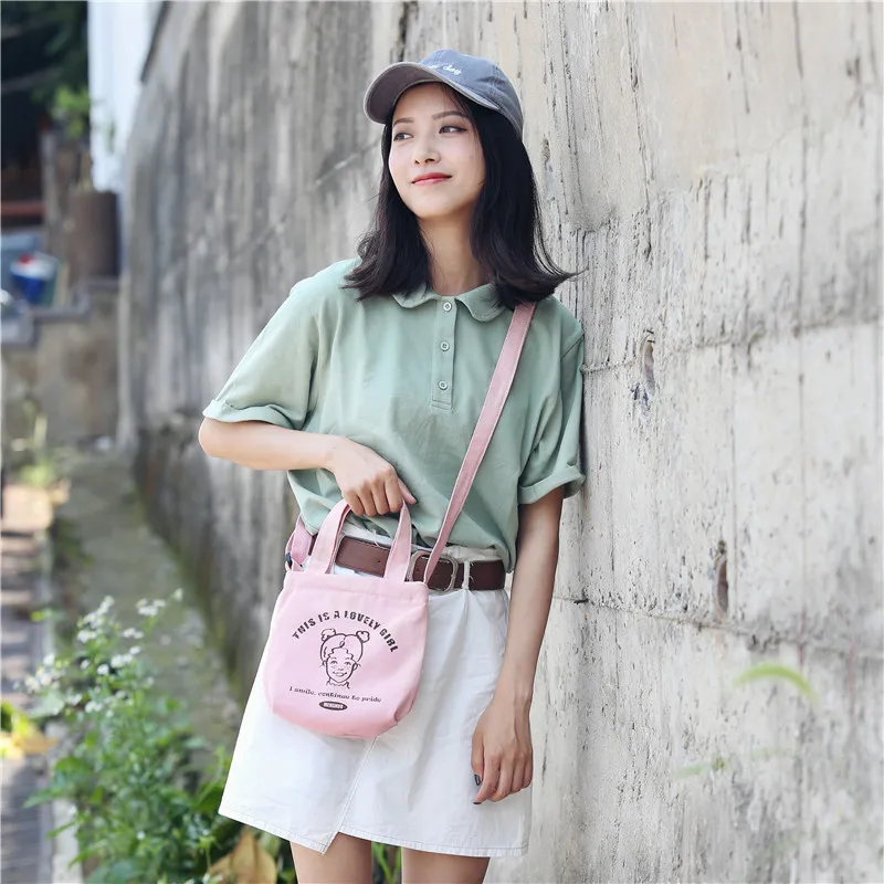 Menghuo 2018 New Canvas Casual Korean Shoulder Tote Bag Mini Single Messenger Crossbody Bags Women Bucket Female Bag Cute girlsG11A7261
