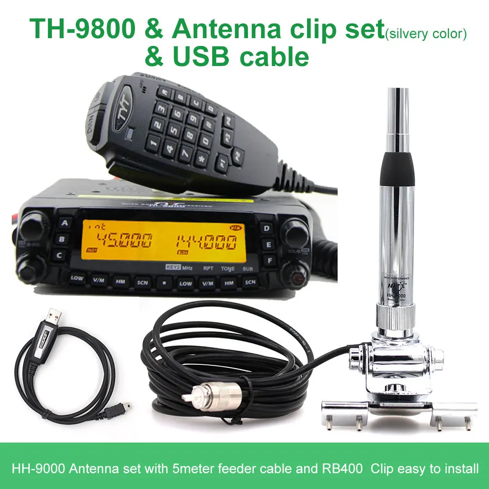 Последняя версия радиоприемник TYT 50 Вт TH-9800 Quad Band 29/50/144/430MHz Walkie Talkie 50 км TH9800 FM приемопередатчик + USB кабель для программирования