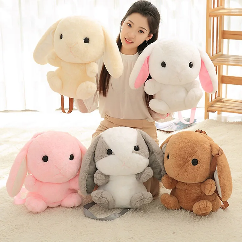 

Cute Animal Rabbit Shoulder Bag Furry Rabbit Cartoon Soft Stuffed Plush Backpack Bags Girls Birthday Gift