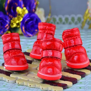 

4 Pcs/Sets Puppy Winter Snow Boots Casual Dog Shoes Pet Slip-resistant Waterproof Shoes Teddy Dog Shoes